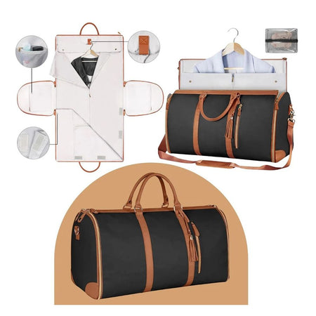 Foldable Travel Duffle Bag, Waterproof, For Sports, Gym, Vacation, Black - Image 3