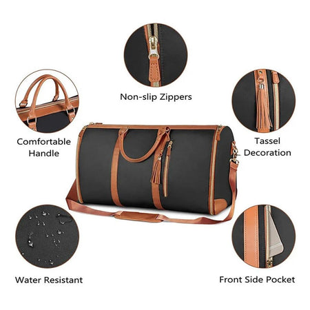 Foldable Travel Duffle Bag, Waterproof, For Sports, Gym, Vacation, Black - Image 4