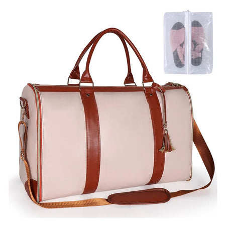 Foldable Travel Duffle Bag, Waterproof, For Sports, Gym, Vacation, Pink - Main Image