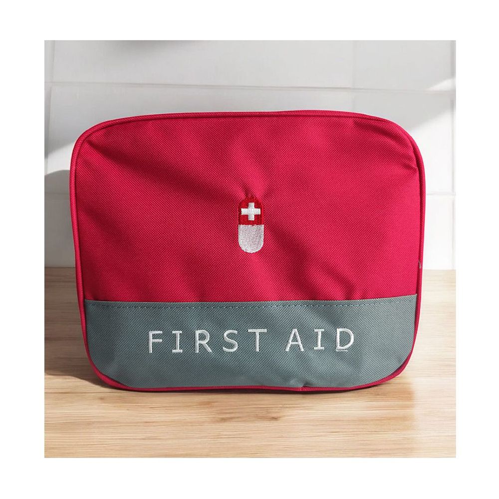 Empty Emergency First Aid Medical Kit, Medicine Storage Bag For Home & Travel, Red - Main Image