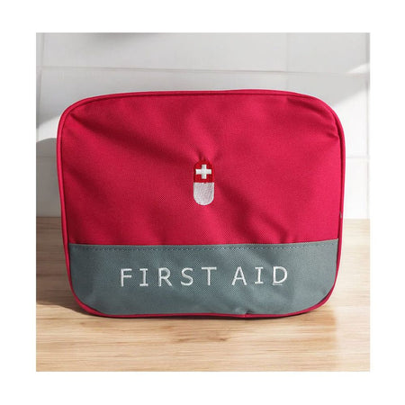 Empty Emergency First Aid Medical Kit, Medicine Storage Bag For Home & Travel, Red - Main Image