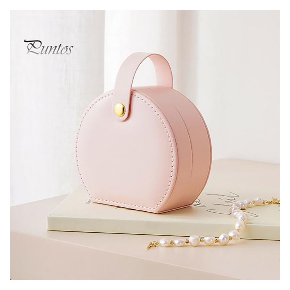 Small Travel Jewellery Box, Mini Case and Organizer Bag For Earrings, Necklace, Rings, Pink - Main Image