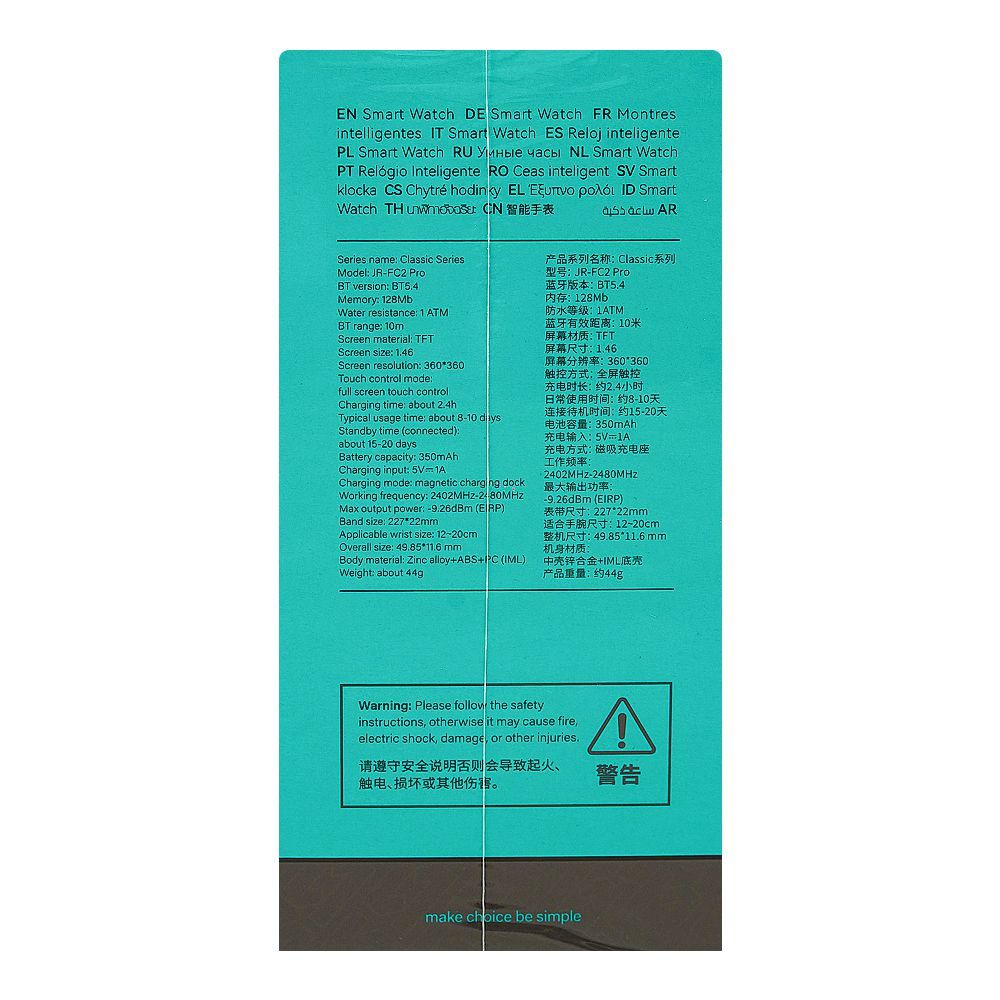 Joyroom Classic Series Make/Answer Call Smart Watch, Space Grey, JR-FC2 Pro - Image 3