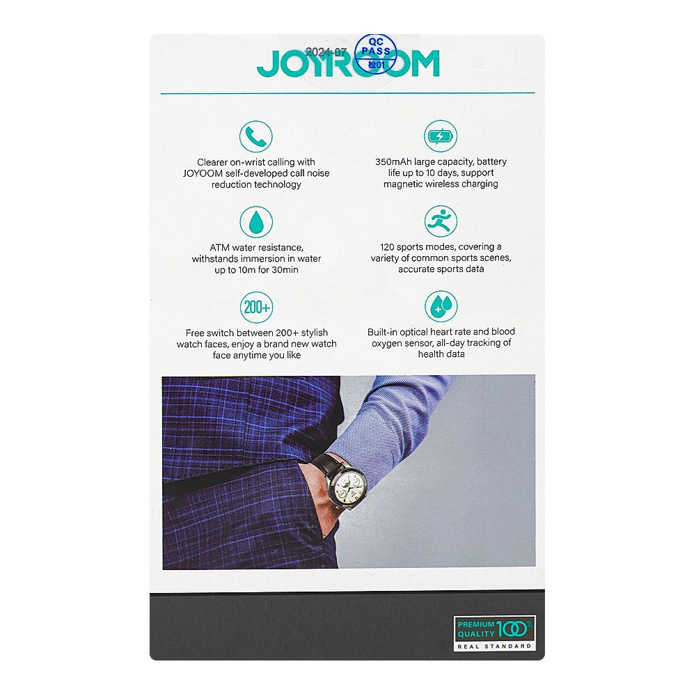 Joyroom Classic Series Make/Answer Call Smart Watch, Space Grey, JR-FC2 Pro - Image 4