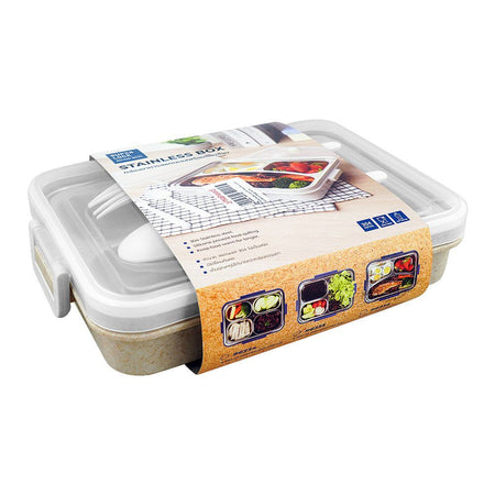 Micron Ware Super Lock Stainless Lunch Box with Cutlery, 850ml, Beige, J6235 - Main Image