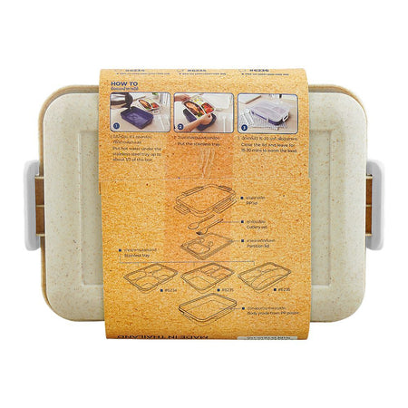 Micron Ware Super Lock Stainless Lunch Box with Cutlery, 850ml, Beige, J6235 - Image 3