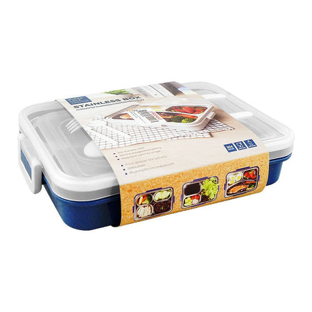 Micron Ware Super Lock Stainless Lunch Box with Cutlery, 900ml, Blue, J6236 - Main Image