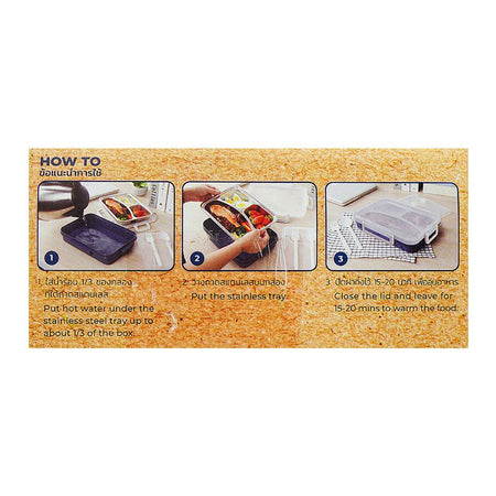 Micron Ware Super Lock Stainless Lunch Box with Cutlery, 900ml, Blue, J6236 - Image 4