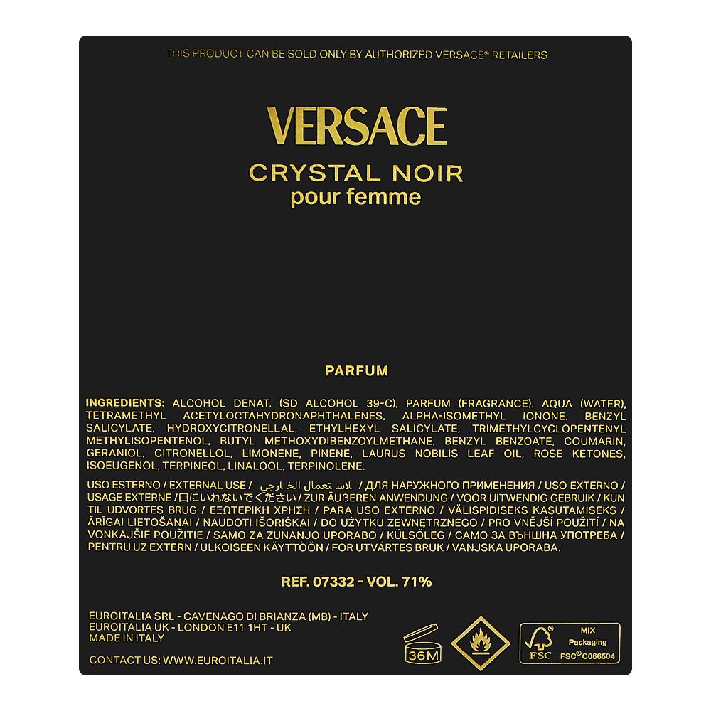 Versace Crystal Noir Parfum, For Women, 90ml - Image 3