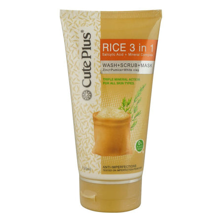 Cute Plus Rice 3in1 Face Wash+Scrub+mask, Anti-Imperfections, For All Skin Types, 150ml - Main Image