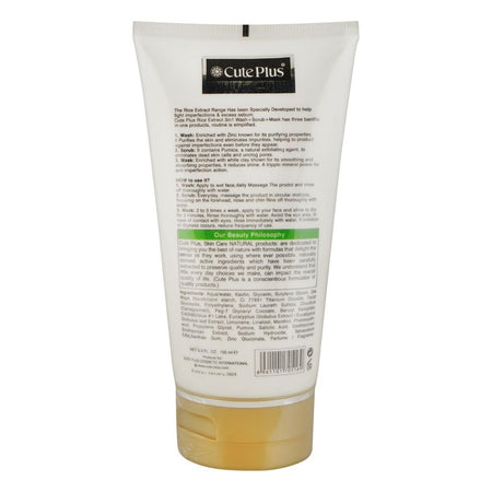 Cute Plus Rice 3in1 Face Wash+Scrub+mask, Anti-Imperfections, For All Skin Types, 150ml - Image 2