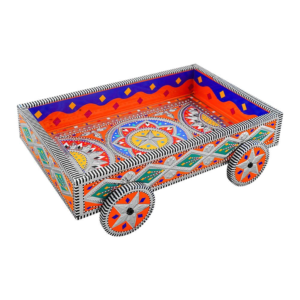 Star Shine Truck Art Chamakpatti Wheel Tray - Orange - Main Image
