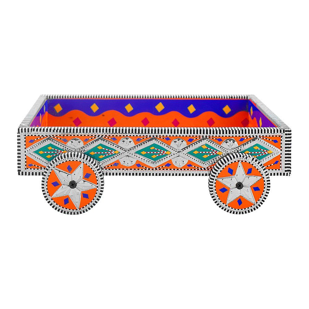 Star Shine Truck Art Chamakpatti Wheel Tray - Orange - Image 2