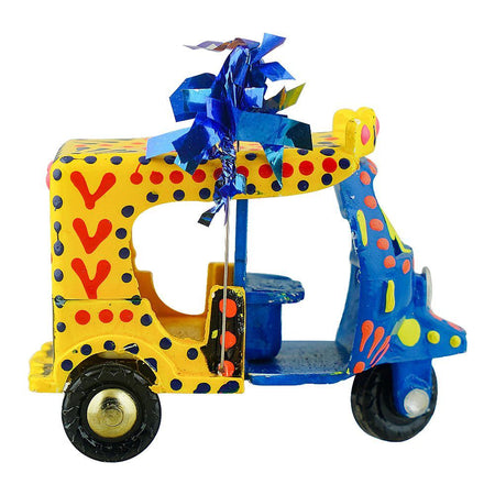 Star Shine Truck Art Mini Rickshaw & Candle Souvenir Gift Box - Mix Colors - Image 2
