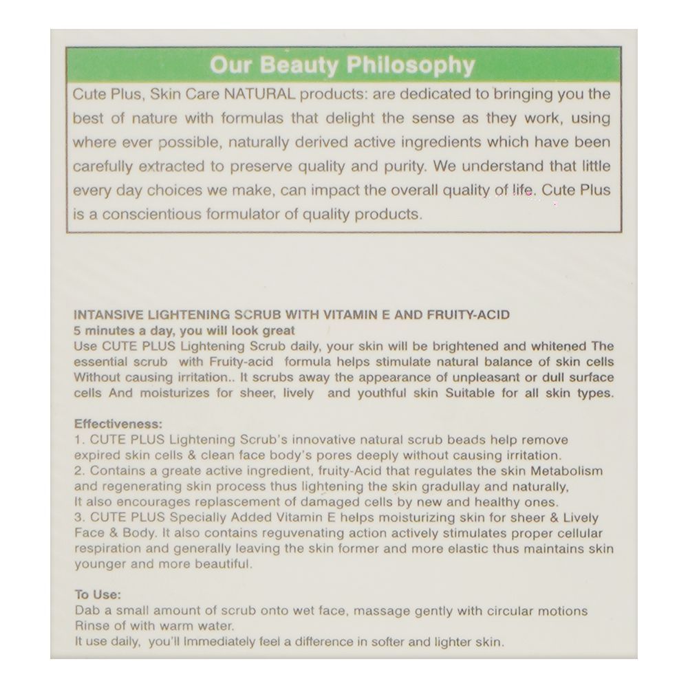 Cute Plus White Series Intensive Lightening Scrub with Vitamin E & Fruit Acid, 200ml - Image 3
