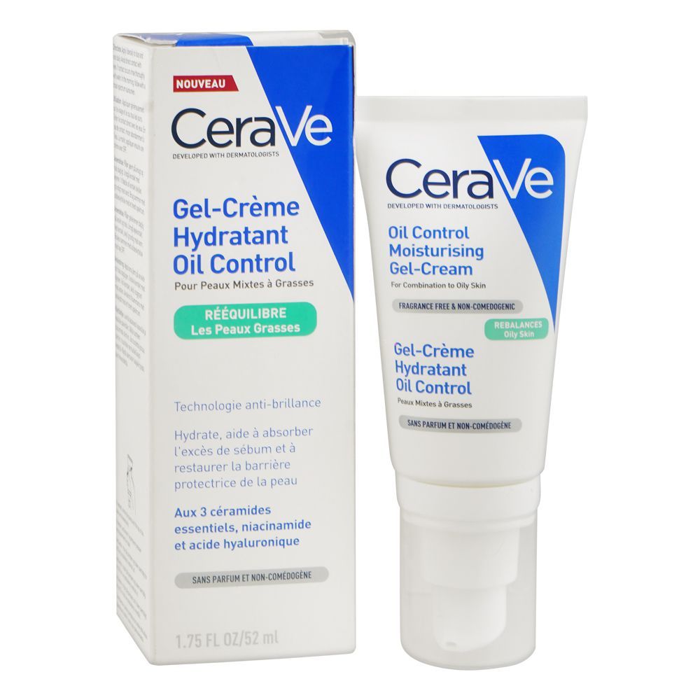 CeraVe Oil Control Gel-Cream Moisturizer, Fragrance Free, For Oily to Combination Skin, 52ml - Main Image