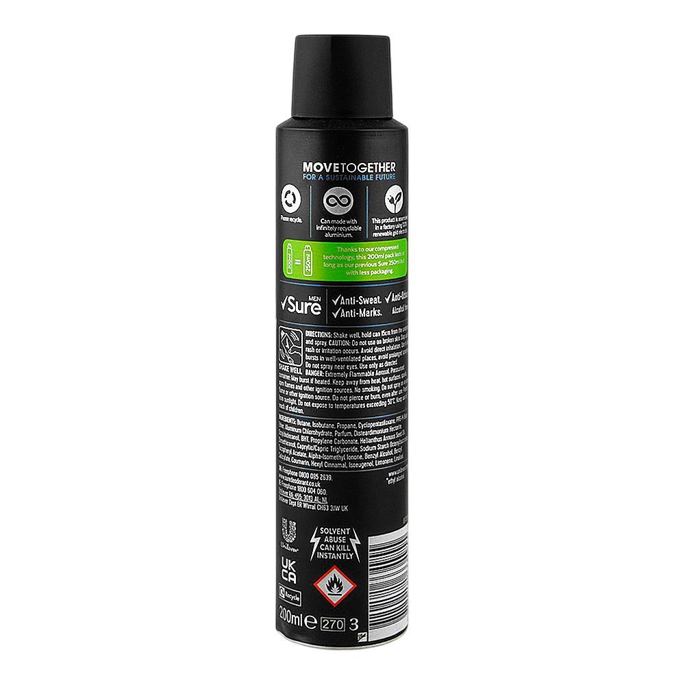 Sure Men Invisible Ice Fresh Antiperspirant Body Spray, 48H Dry Protection, 200ml - Image 2