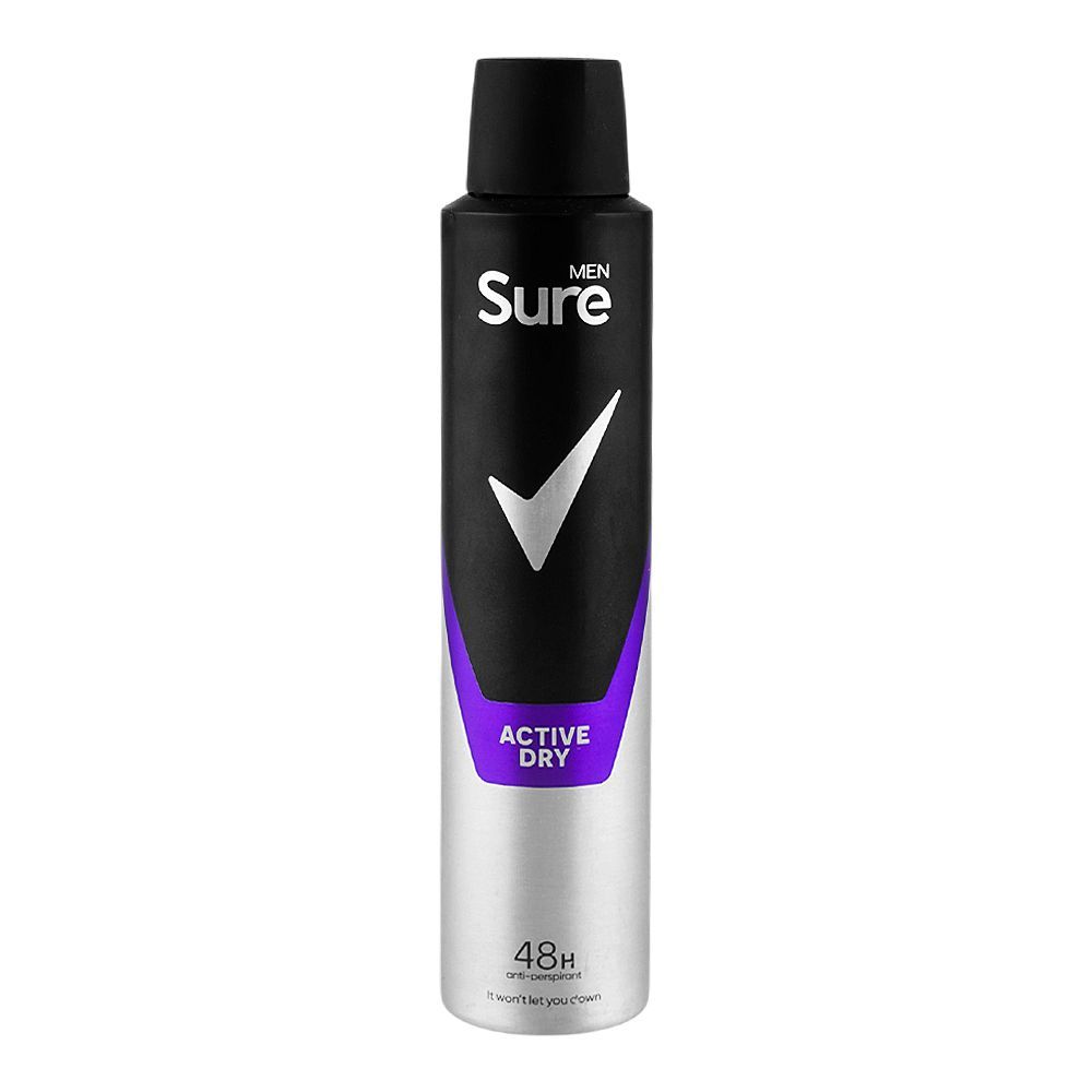 Sure Men Active Dry Antiperspirant Body Spray, 48H Dry Protection, 200ml - Main Image
