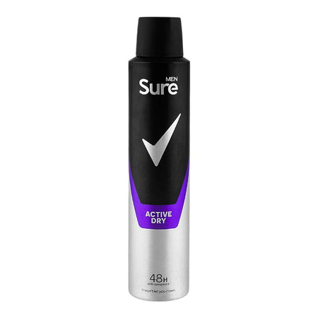 Sure Men Active Dry Antiperspirant Body Spray, 48H Dry Protection, 200ml - Main Image