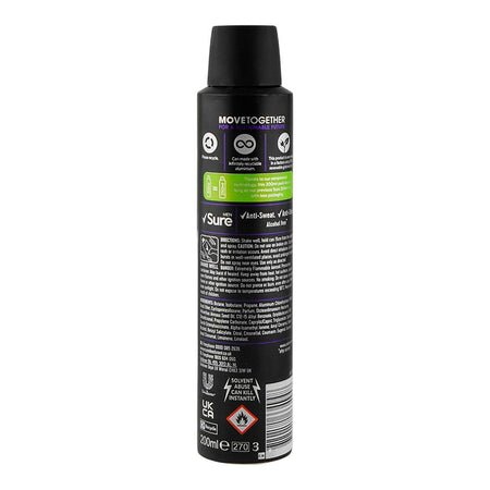 Sure Men Active Dry Antiperspirant Body Spray, 48H Dry Protection, 200ml - Image 2