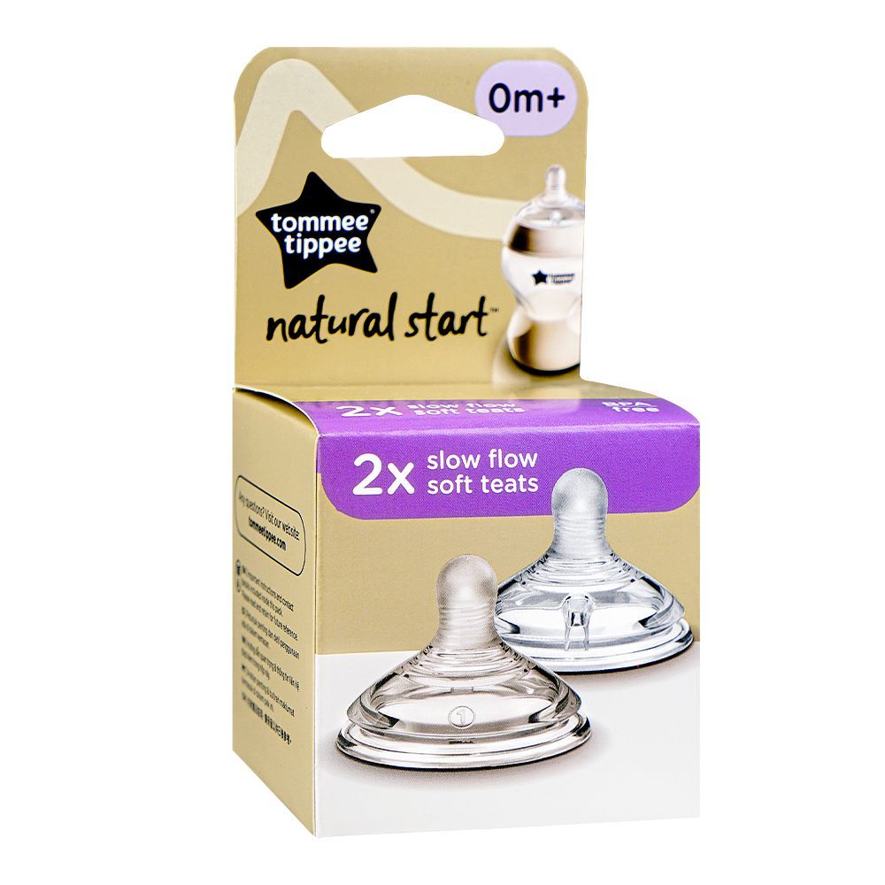 Tommee Tippee Natural Start Slow Flow Soft Teats, Nipples For 0 Months+, 2-Pack, 423961 - Image 2