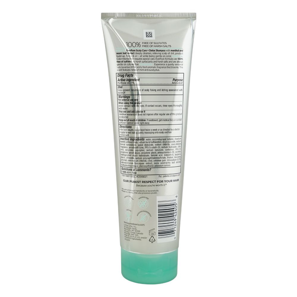 L'Oreal Paris Ever Pure Color Care System Scalp Care+Detox Shampoo, Sulfate Free, 250ml - Image 2