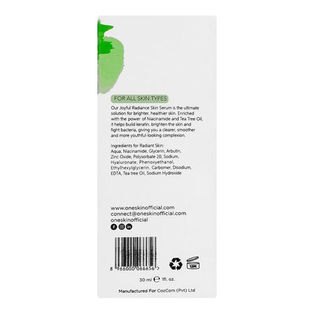 Oneskin Joyful Radiance Serum with Niacinamide 10%, Zinc 1% & Tea Tree, 30ml - Image 6