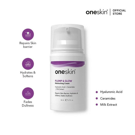 Oneskin Plump and Glow Moisturizing Cream with Hyaluronic Acid, Ceramides & Milk, 50ml - Image 2