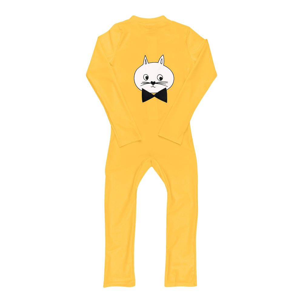 Kids 1-Piece Swimsuit with Cap, Swimwear Bathing Suit For 5-6 Years, Yellow, Z047 - Image 2