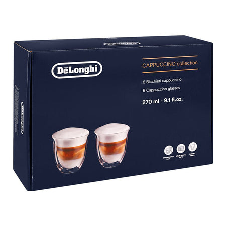 DeLonghi Cappuccino Double Wall Thermal Glasses, Set of 6 (270ml), DLSC301 - Image 3