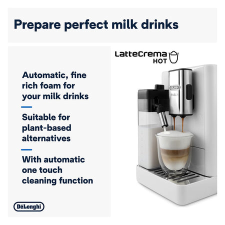 DeLonghi Rivelia Automatic Coffee Machine with LatteCrema Hot System, EXAM440.55.W - Image 4