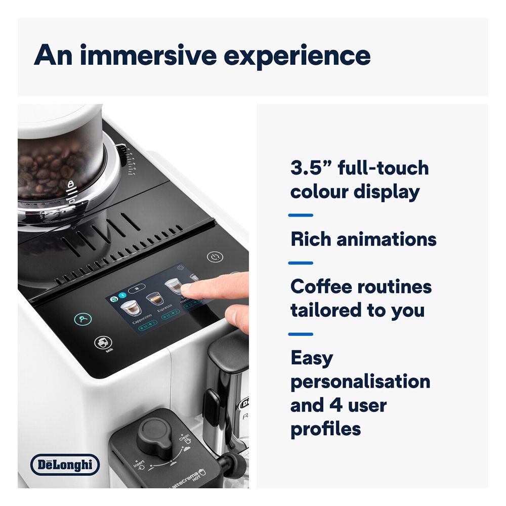 DeLonghi Rivelia Automatic Coffee Machine with LatteCrema Hot System, EXAM440.55.W - Image 5