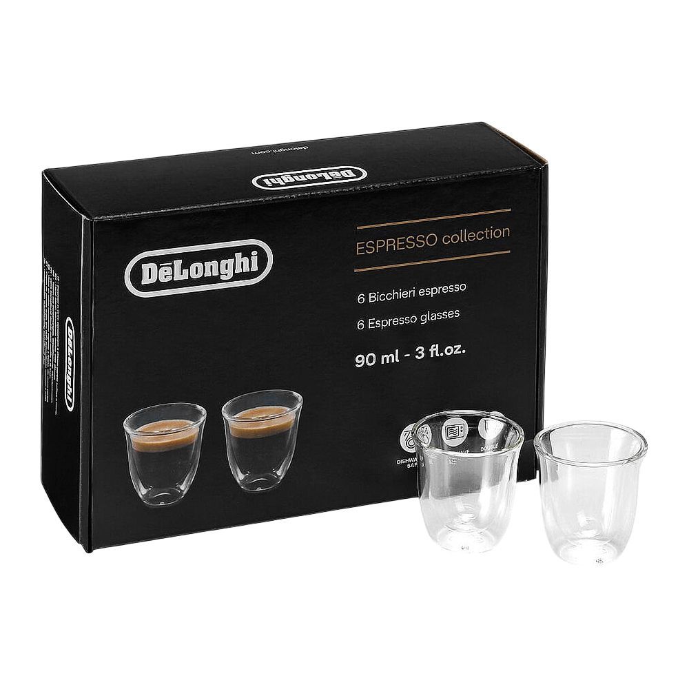 Delonghi Espresso Collection Double Wall Thermal Glasses, Set of 6 (90ml), DLSC300 - Image 2