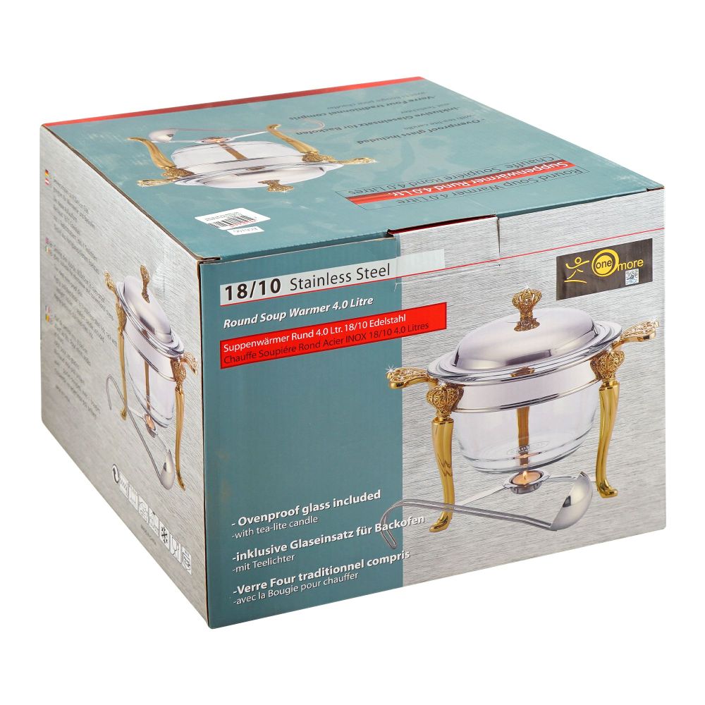 Onemore Round Soup Casserole Serving Glass Dish With Candle Stand/Rack - Buffet Food Warmer, 4 Liter, KC610SW - Image 4