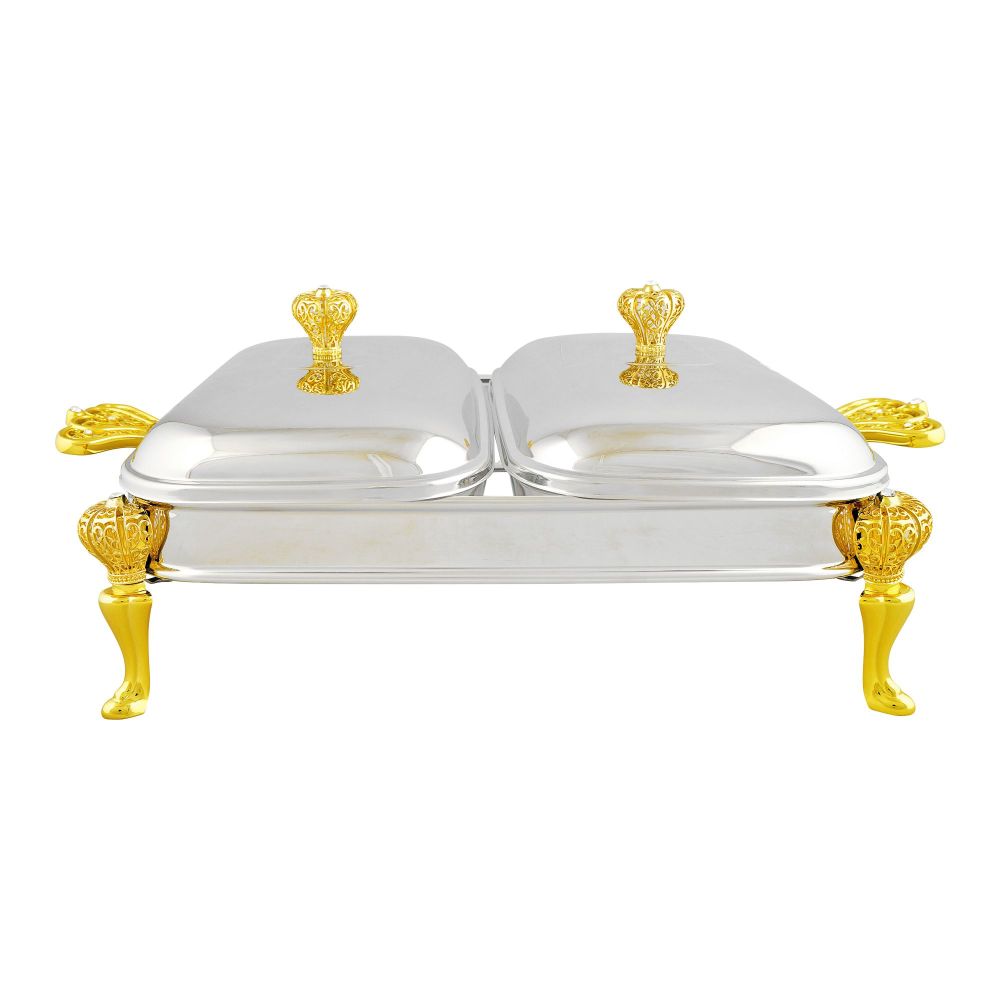 Onemore Rectangular Casserole Serving Glass Dish With Candle Stand/Rack - Buffet Food Warmer, 2x1.5 Liter, KC500SW - Main Image