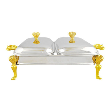 Onemore Rectangular Casserole Serving Glass Dish With Candle Stand/Rack - Buffet Food Warmer, 2x1.5 Liter, KC500SW - Main Image