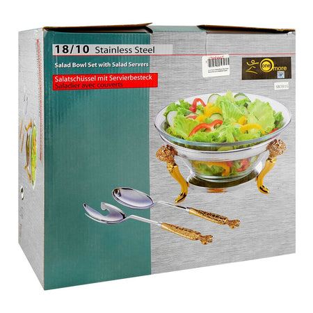 Onemore Salad Serving Bowl Set with Salad Server Spoons, SBC001GSW - Image 6