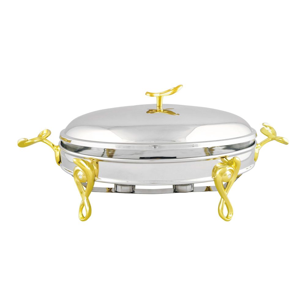 Onemore Oval Casserole Serving Glass Dish With Candle Stand/Rack - Buffet Food Warmer, 3 Liter, JY300SW - Main Image