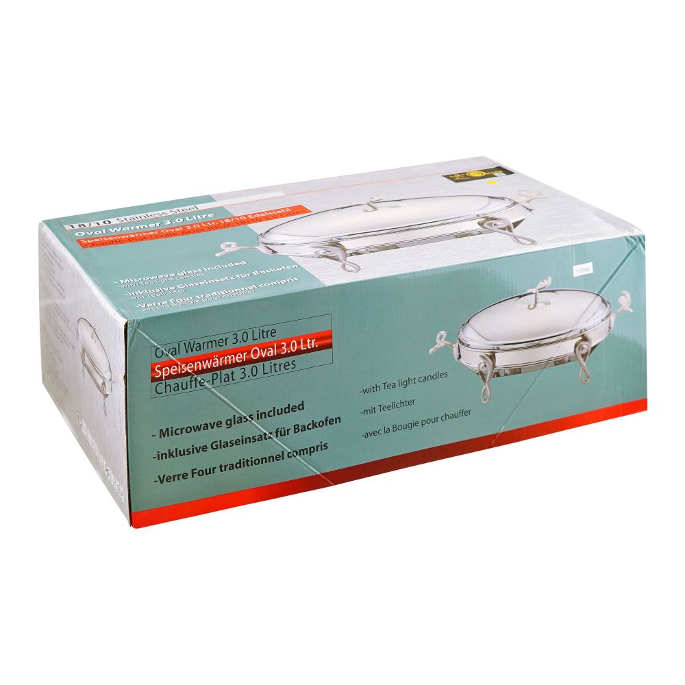 Onemore Oval Casserole Serving Glass Dish With Candle Stand/Rack - Buffet Food Warmer, 3 Liter, JY300SW - Image 3