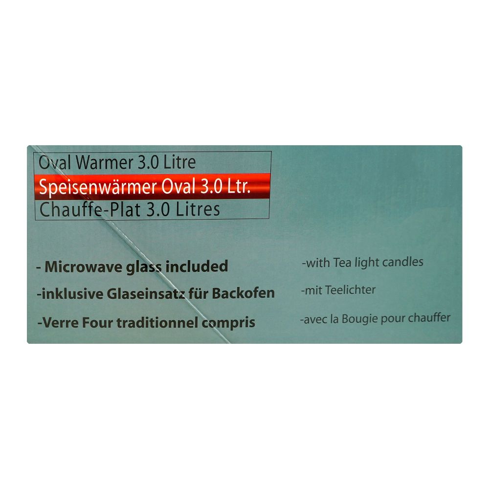 Onemore Oval Casserole Serving Glass Dish With Candle Stand/Rack - Buffet Food Warmer, 3 Liter, JY300SW - Image 4