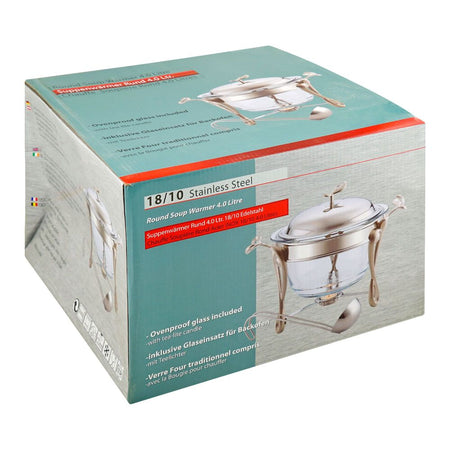 Onemore Round Soup Casserole Glass Serving Dish With Candle Stand/Rack - Buffet Food Warmer, 4 Liter, JY610SW - Image 4