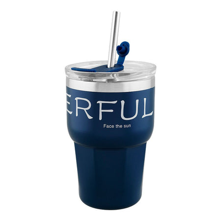 Stainless Steel Insulated Mini Travel Coffee Tumbler with Straw, 600ml, Dark Blue, (80073/CY-0702) 0001250 - Image 2