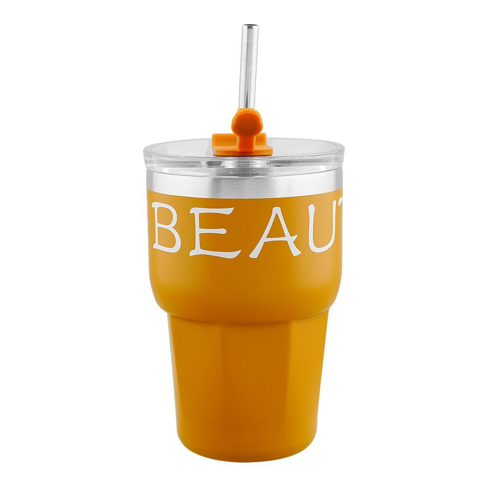 Stainless Steel Insulated Mini Travel Coffee Tumbler with Straw, 600ml, Brown, (80073/CY-0702) 0001250 - Main Image