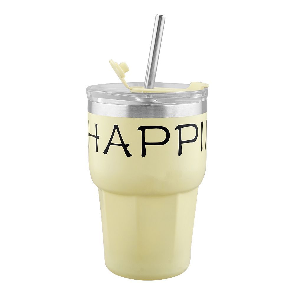 Stainless Steel Insulated Mini Travel Coffee Tumbler with Straw, 600ml, White, (80073/CY-0702) 0001250 - Main Image