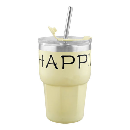 Stainless Steel Insulated Mini Travel Coffee Tumbler with Straw, 600ml, White, (80073/CY-0702) 0001250 - Main Image