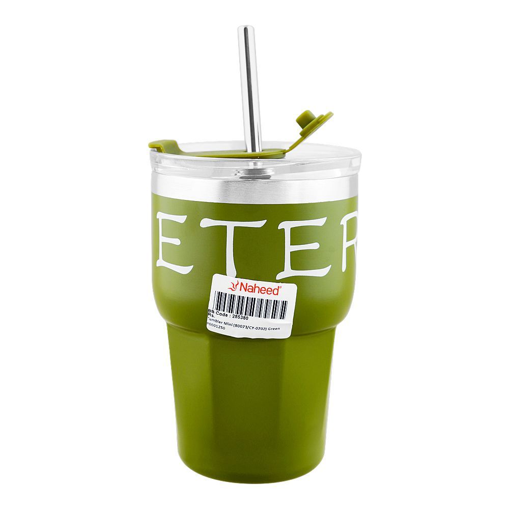 Stainless Steel Insulated Mini Travel Coffee Tumbler with Straw, 600ml, Green, (80073/CY-0702) 0001250 - Main Image