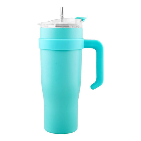 Stainless Steel Insulated Travel Coffee Tumbler with Handle & Straw Lid, Green, (9209) 0001184 - Main Image