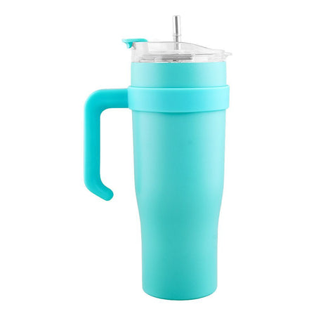 Stainless Steel Insulated Travel Coffee Tumbler with Handle & Straw Lid, Green, (9209) 0001184 - Image 2