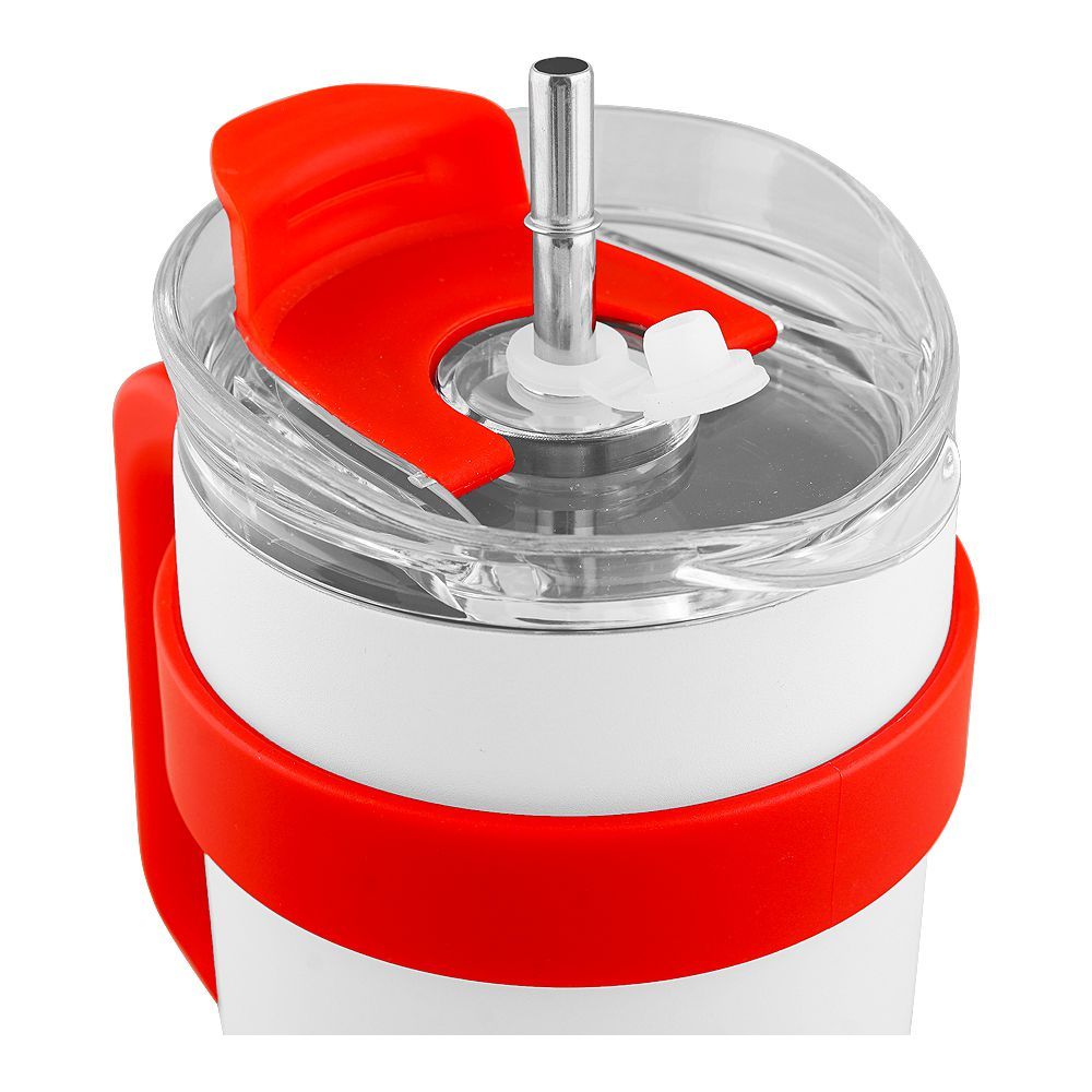 Stainless Steel Insulated Travel Coffee Tumbler with Handle & Straw Lid, White, (9209) 0001184 - Image 3