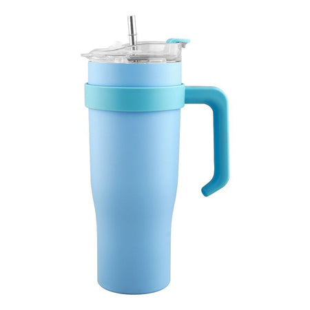 Stainless Steel Insulated Travel Coffee Tumbler with Handle & Straw Lid, Light Blue, (9209) 0001184 - Main Image